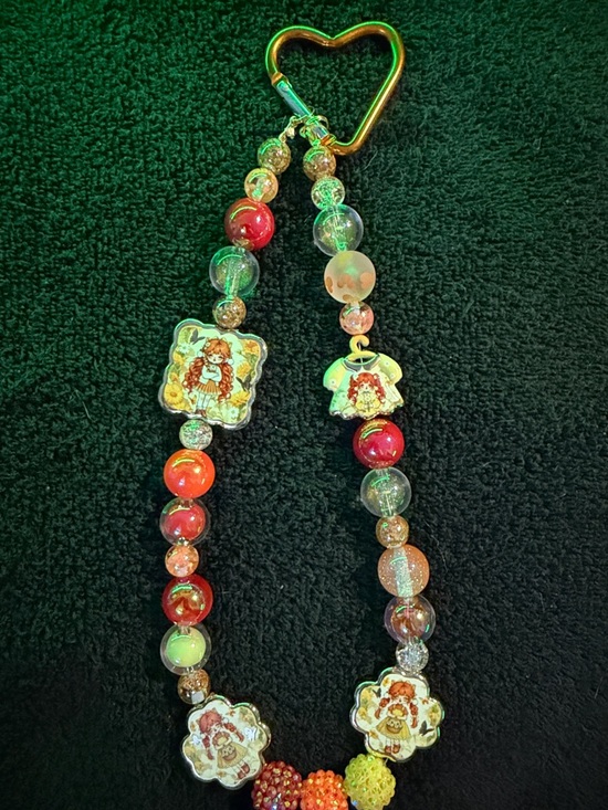 Accessories - SP inspired Handmade Red Multicolor Beaded Charm Keycharm with Heart Clip